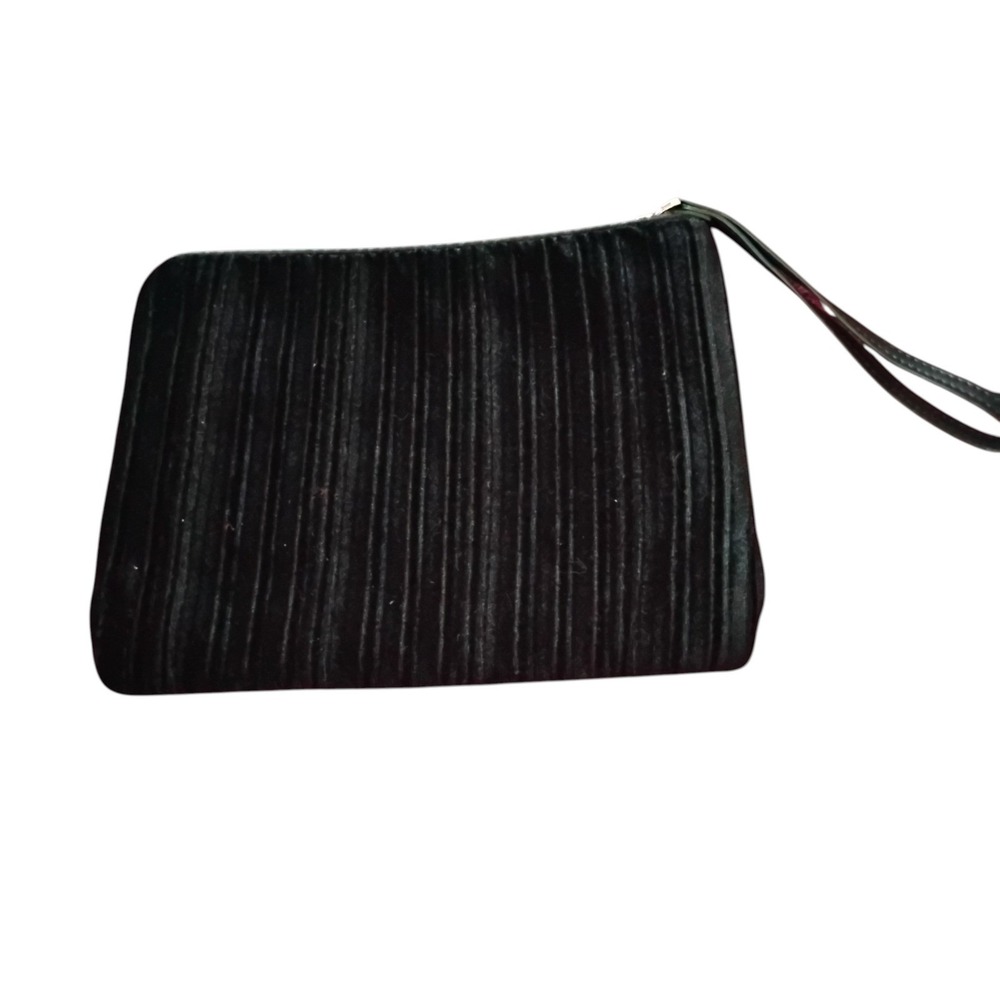 A New Day Black Velvet Pleated Wristlet Clutch Bag with Card Slots